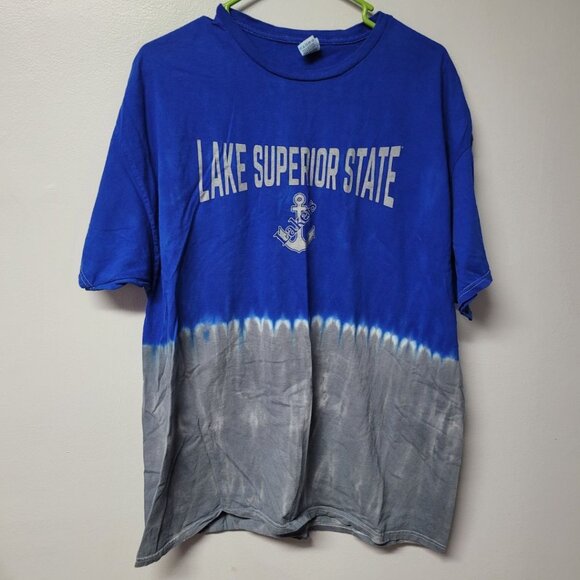 LSSU Lake Superior State Lakers Blue Tie Dye Cotton Mens 2XL Alumni Student - Picture 6 of 6
